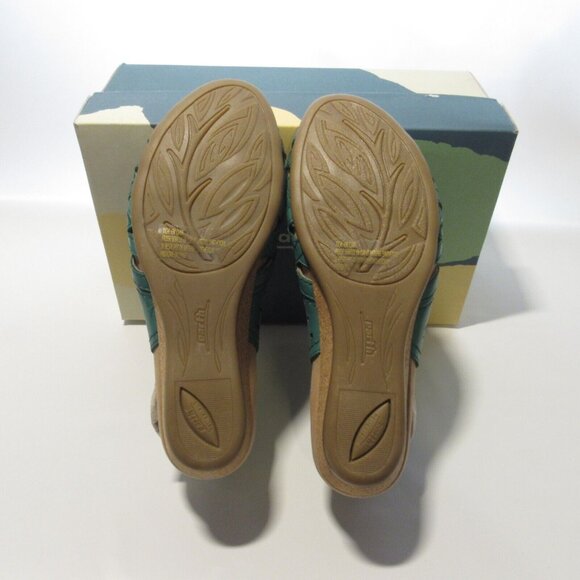 Earth Leather Perforated Wedge Sandals- Pisa Galli Teal Green 7.5 Med NIB - Picture 6 of 6
